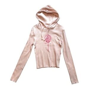 social scene Pink Lollipop Hoodie ribbed Lolita kawaii Y2K retro 90s kidcore nwt